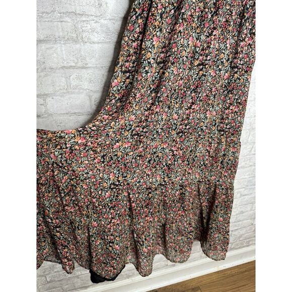 New BB Dakota Steve Madden XXL Orange Ditsy Floral Peasant Maxi Dress Tiered - Picture 5 of 16